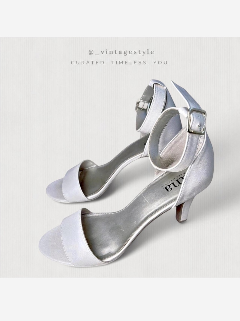 Aniina Silver Satin Open-Toe Ankle-Strap Heels